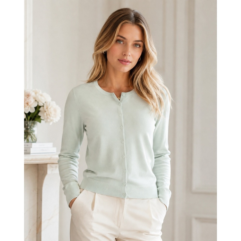 Banana Republic Todd & Duncan Scottish Cashmere Cardigan Mint Green Small Soft